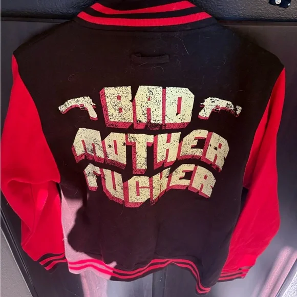 Men’s  Black and Red Varsity Jacket - Picture 4 of 5